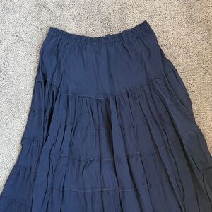 Reba Dark Blue Tiered Maxi Skirt